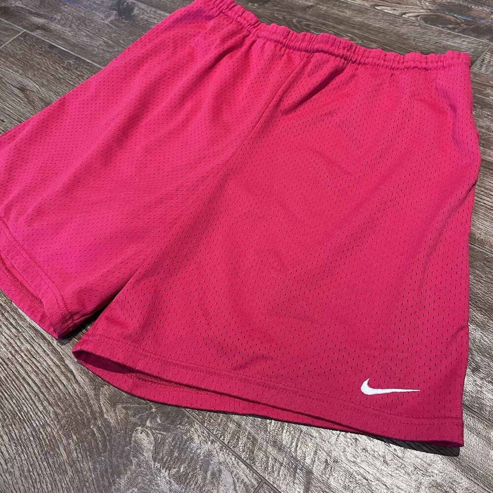 Vintage Nike Team Shorts Mens L Mesh Basketball Red Gym Swoosh Y2K 2000s